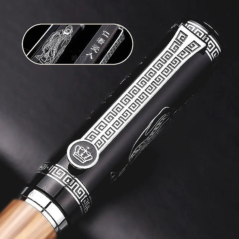 Luxury Duke Confucius Fountain Pen bamboo Relief Metal Silver Bend Nib Business Stationary