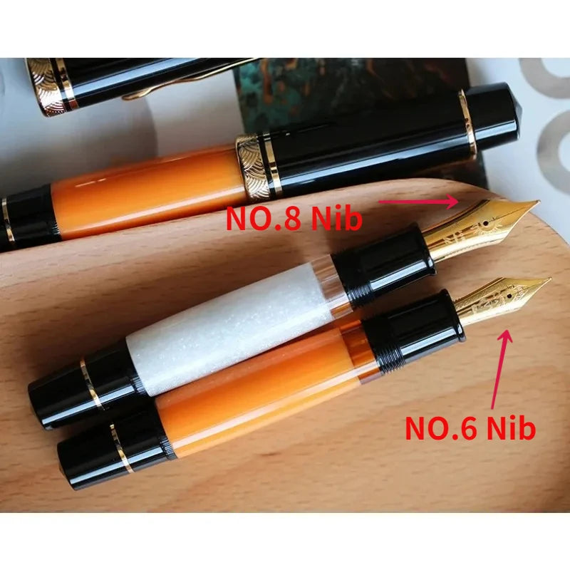 MAJOHN P139 Fountain Pen Retro Large Piston Fine Nib 0.5mm Fashion Writing Rubber Tongue All-copper Piston Luxury Office Pens