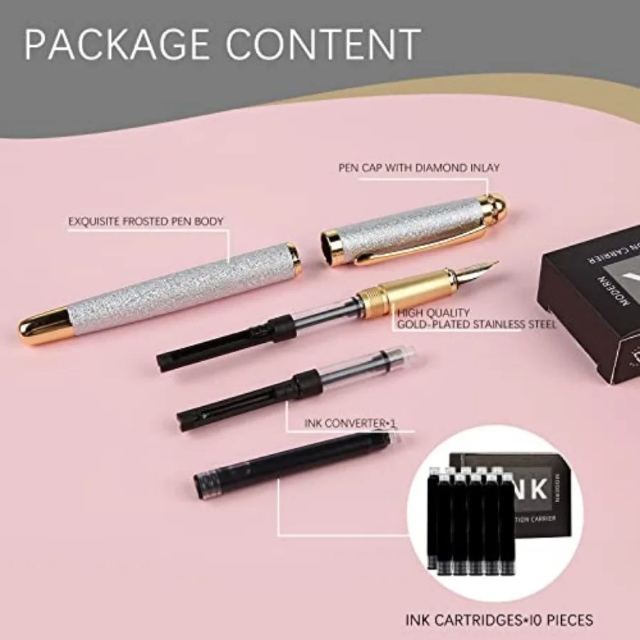 fountain pen-Multiple color styles with rhinestonediamond inlay and frosted finish Cute pens Luxury pen Office pens Best pen se